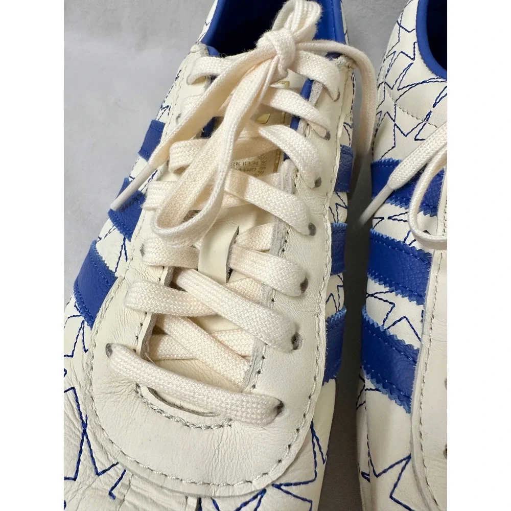 Adidas Tokyo Star Stitched Cream Blue Leather Sneakers IH6640 Womens 9.5